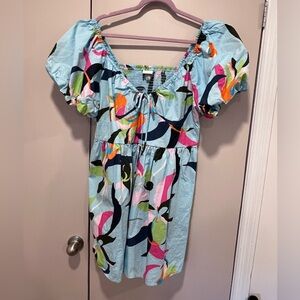 Fun puff sleeve vacation dress!